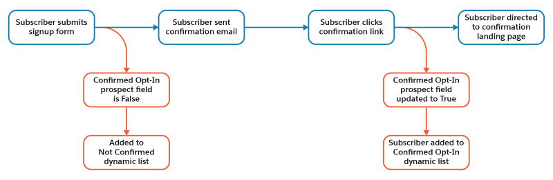 Visual overview of the subscriber experience with a confirmed opt-in process in place.
