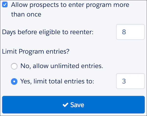 An excerpt from the start card shows the reentry settings with labels and fields.