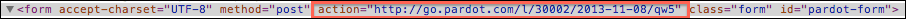 フォームのコードの投稿 URL