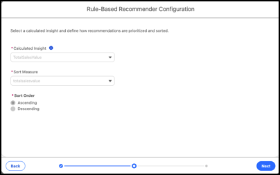 Screenshot of the rule-based recommender configuration page.