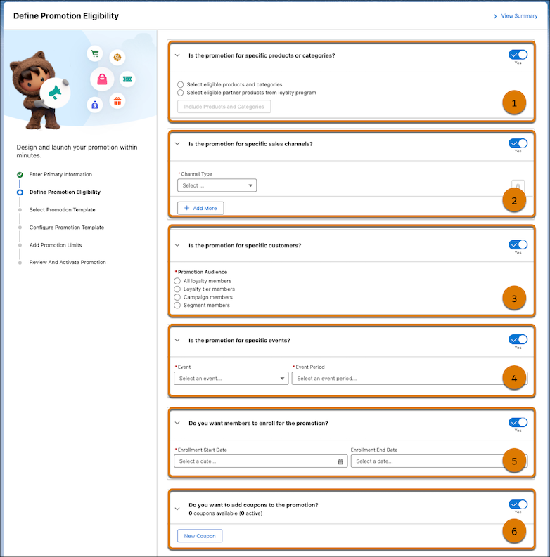 Étape Définir l'éligibilité à une promotion dans l'assistant Promotion rapide