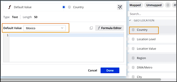 Default dimension values