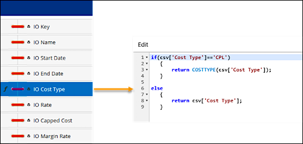 COSTTYPE formula mapping
