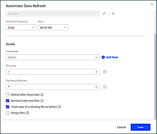 Configuring refresh with Dropbox