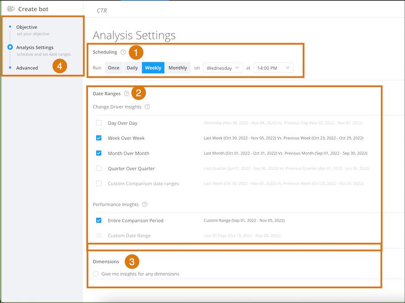 analysis settings