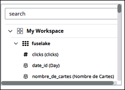 Show workspace tables and fields