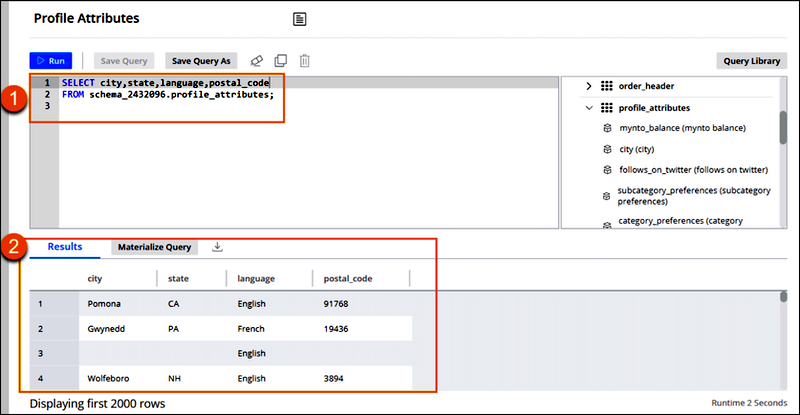 Example of profile attributes for a shared workspace