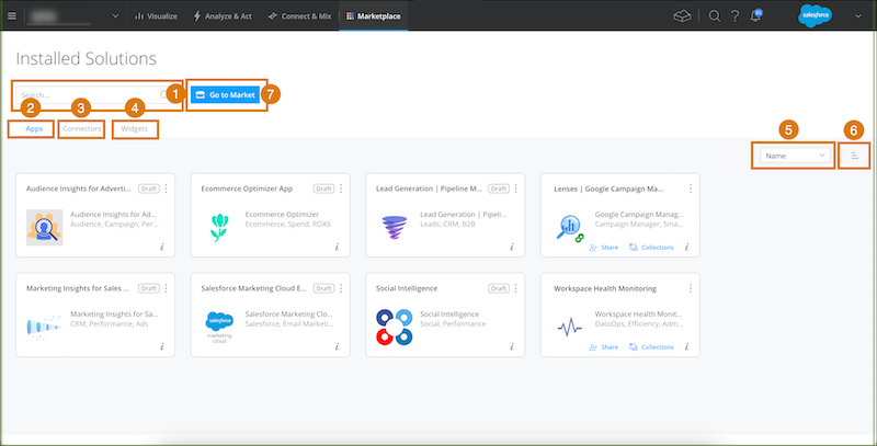 Viewing marketplace installed solutions panel