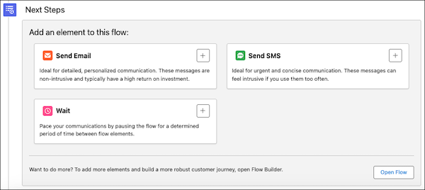 Next Steps section shows on a campaign record with message options.