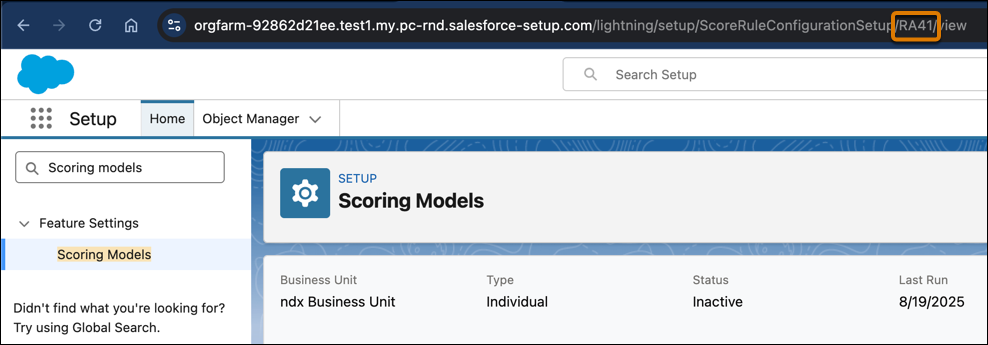 Scoring Model ID found in URL