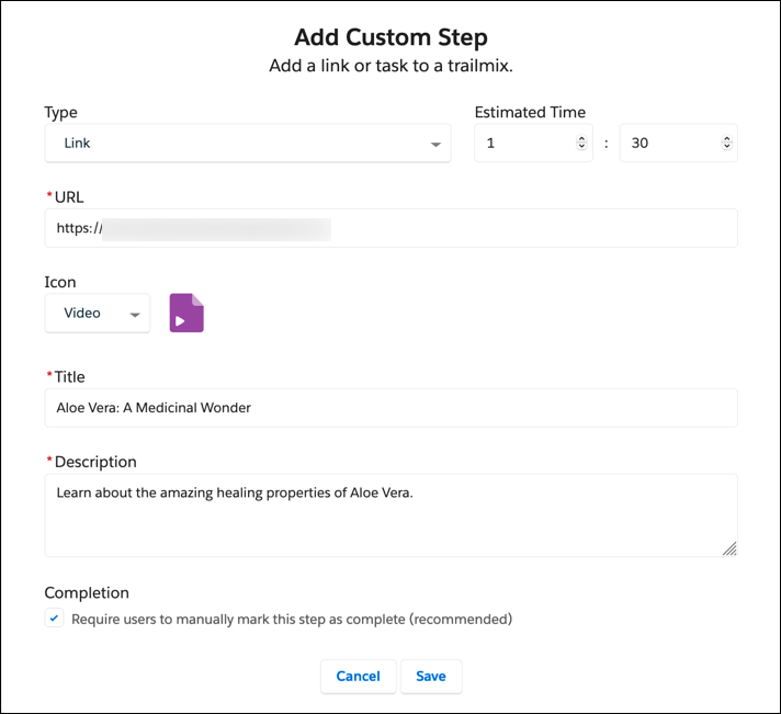 Add Custom Step window