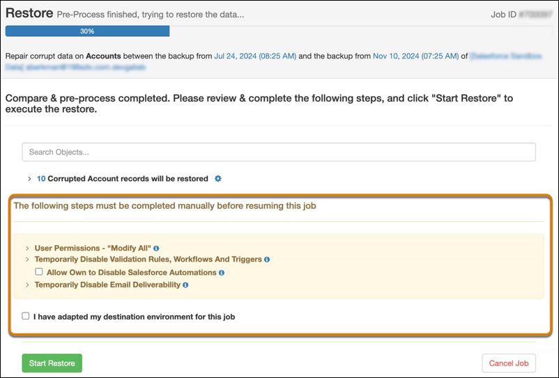 Steps to disable automations during restore