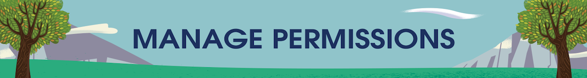 Banner mit dem Text Berechtigungen verwalten