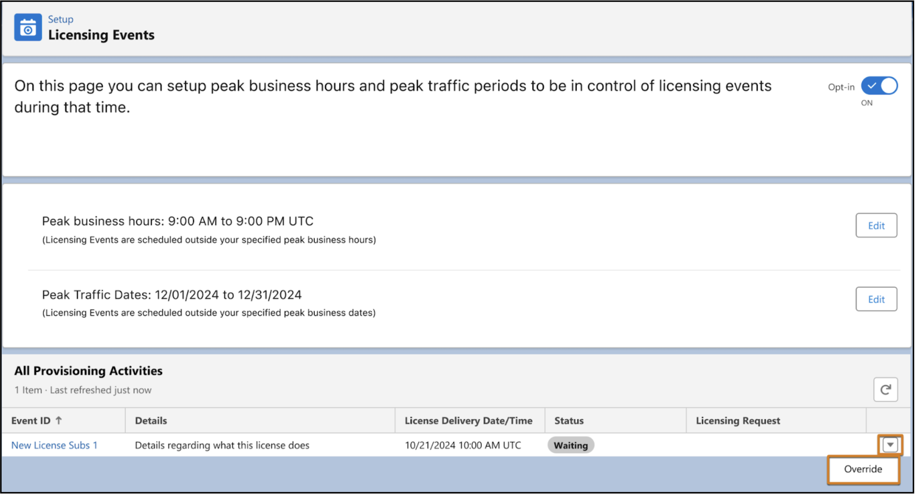 Override Blockout Hours or Dates