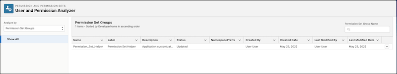 Analysis of a permission set group details