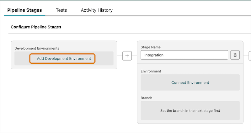 Add Development Environment option in the pipeline.