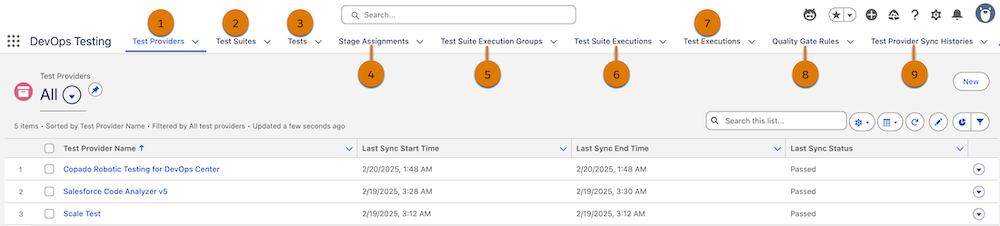Overzicht van het tabblad DevOps Center UI