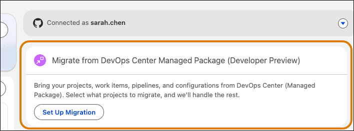 Lifecycle Center migration card on the Home tab.