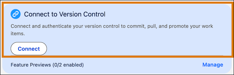Lifecycle Center Home page with the option to connect source control.