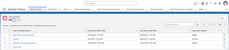Résumé des fournisseurs de tests de test DevOps