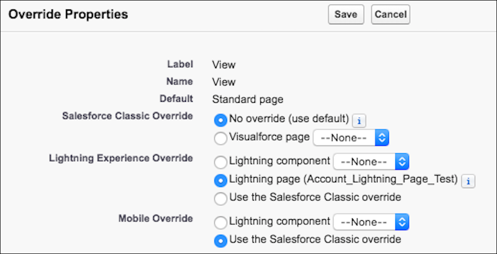 Tilsidesæt egenskaber-panelet med Lightning-sidetilsidesættelse for Lightning Experience