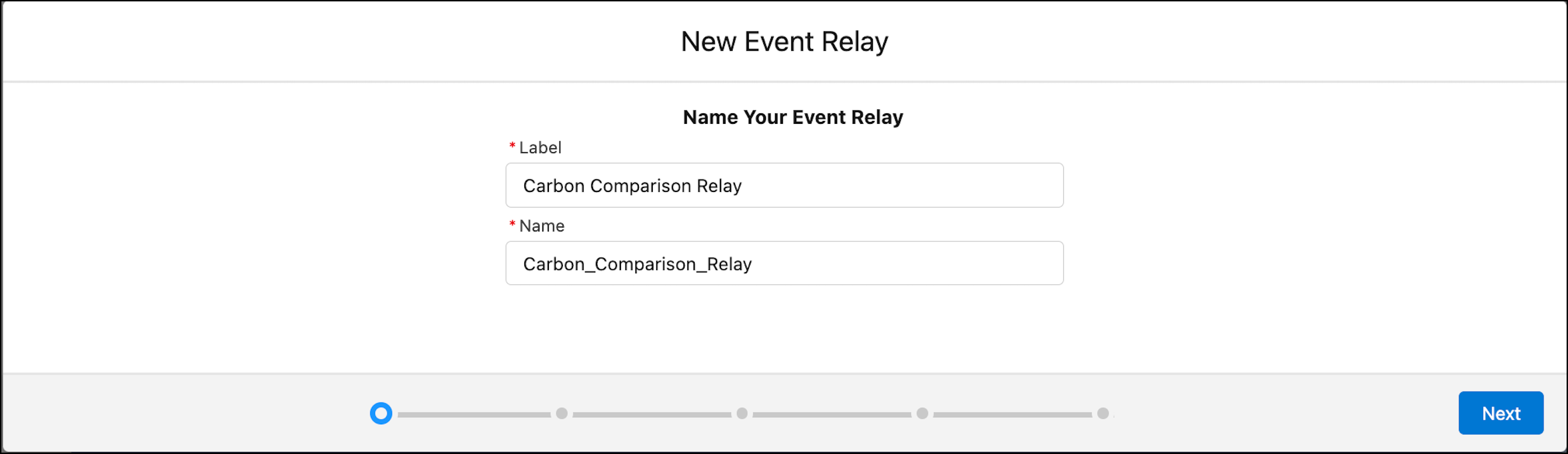 Enter a label for the event relay