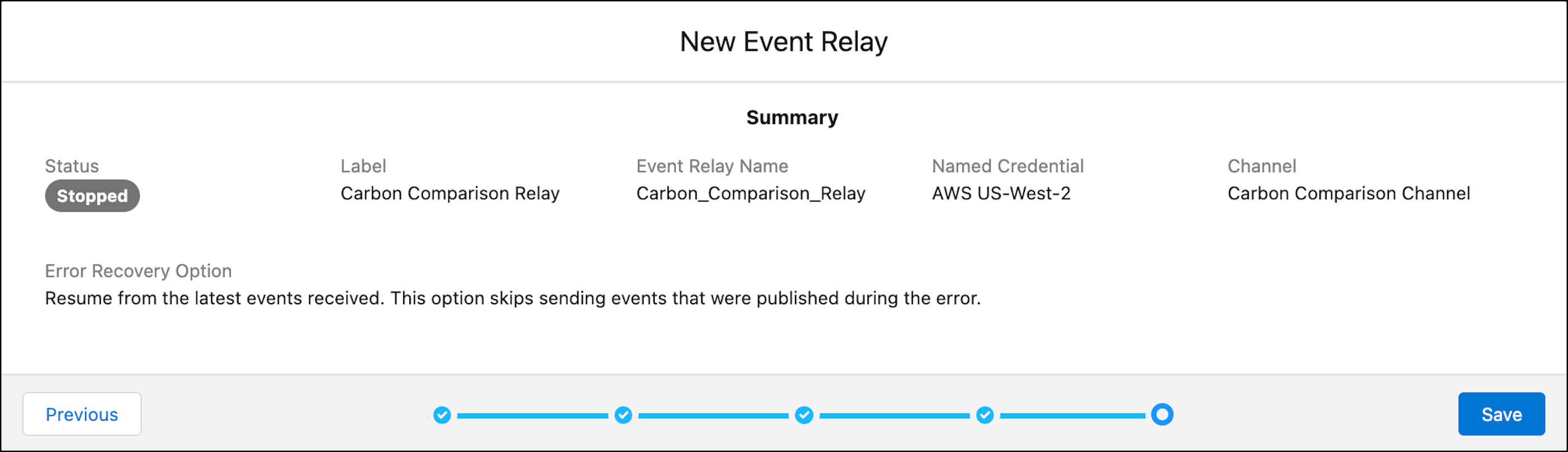 Event relay summary page