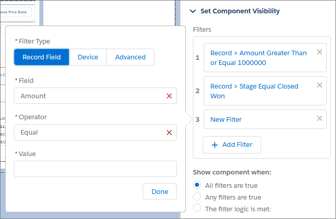 Component visibility filters