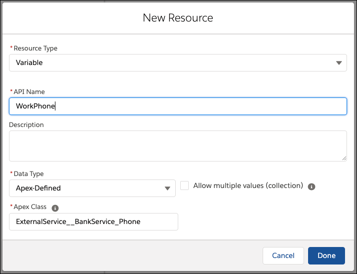 Adding a new resource of type Variable with name Workphone.