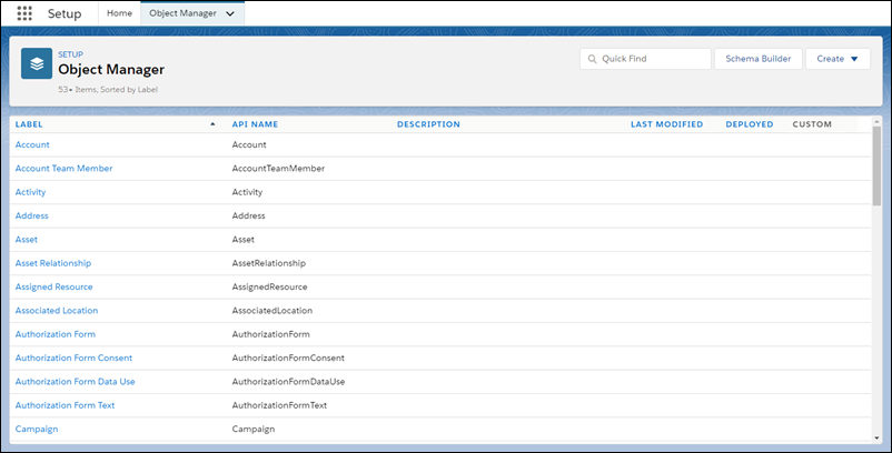 Object Manager main page
