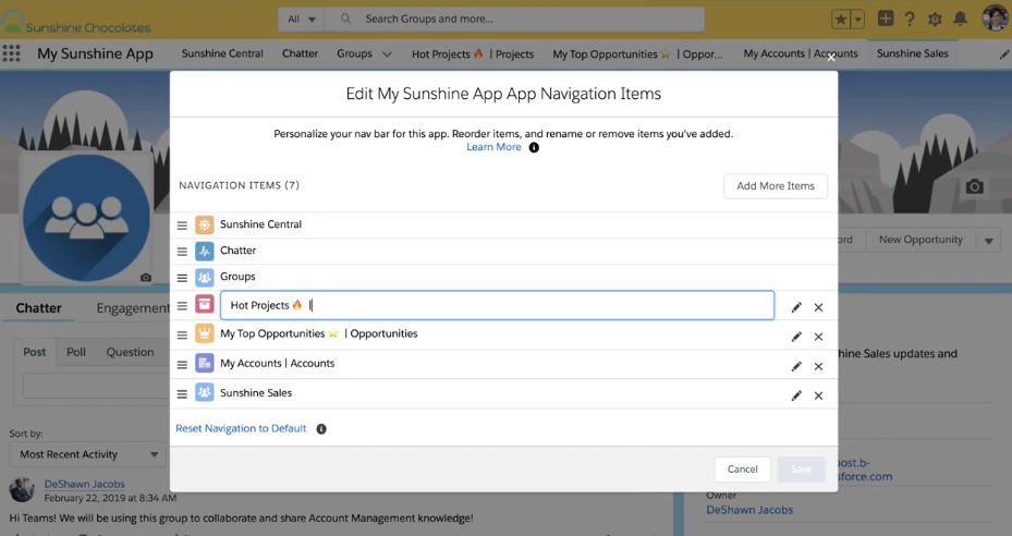 Modificar elementos de navegación para la aplicación móvil