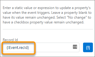 Propriété Emplacement du compte remplie avec une expression