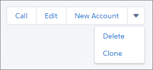 Actions dans le menu au niveau de la page
