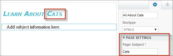 Page with replaceable heading