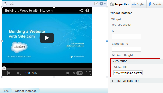 YouTube Video URL property