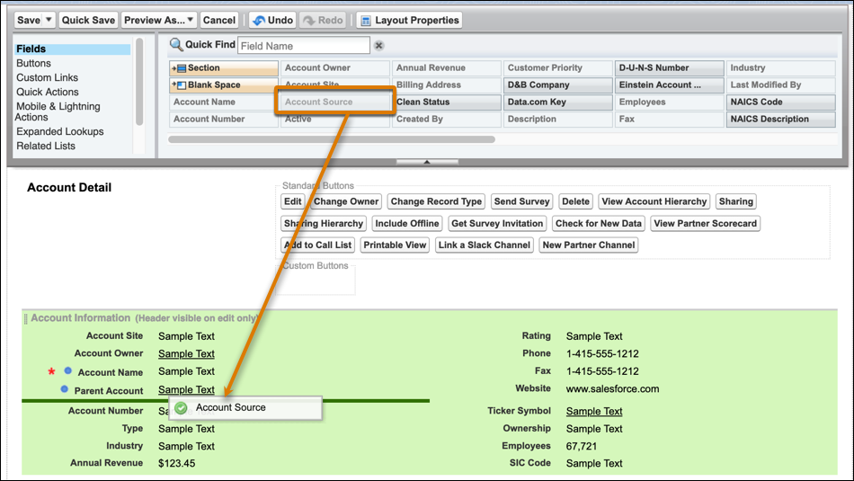 Account Source field being added to a layout