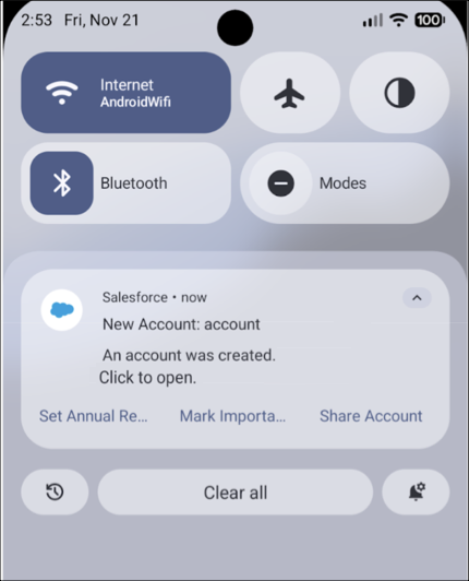 Notifica di immediato valore pratico su un dispositivo Android.