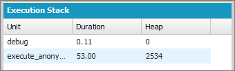 Log Inspector Execution Stack panel