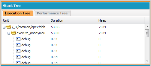 Log Inspector Execution Tree shows duration of each debug call