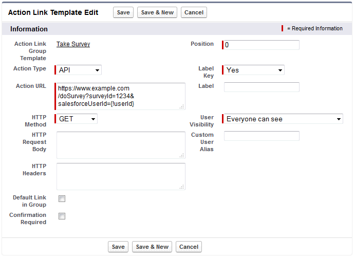 Context variables in Action URL field in Setup.