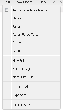 Developer Console Test menu