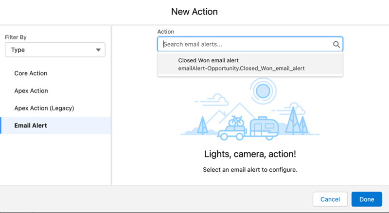 select email alert in New Action