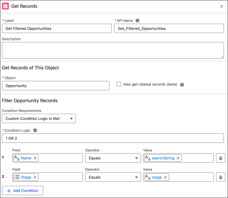 Get Records element configuration