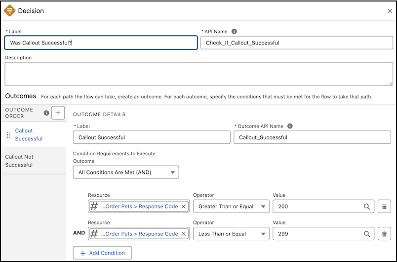 Configuración de elementos de decisión