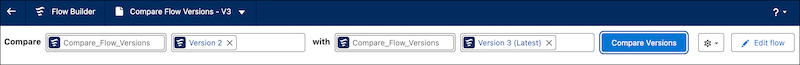 Flow Builder で 2 つのフローバージョンを選択する項目