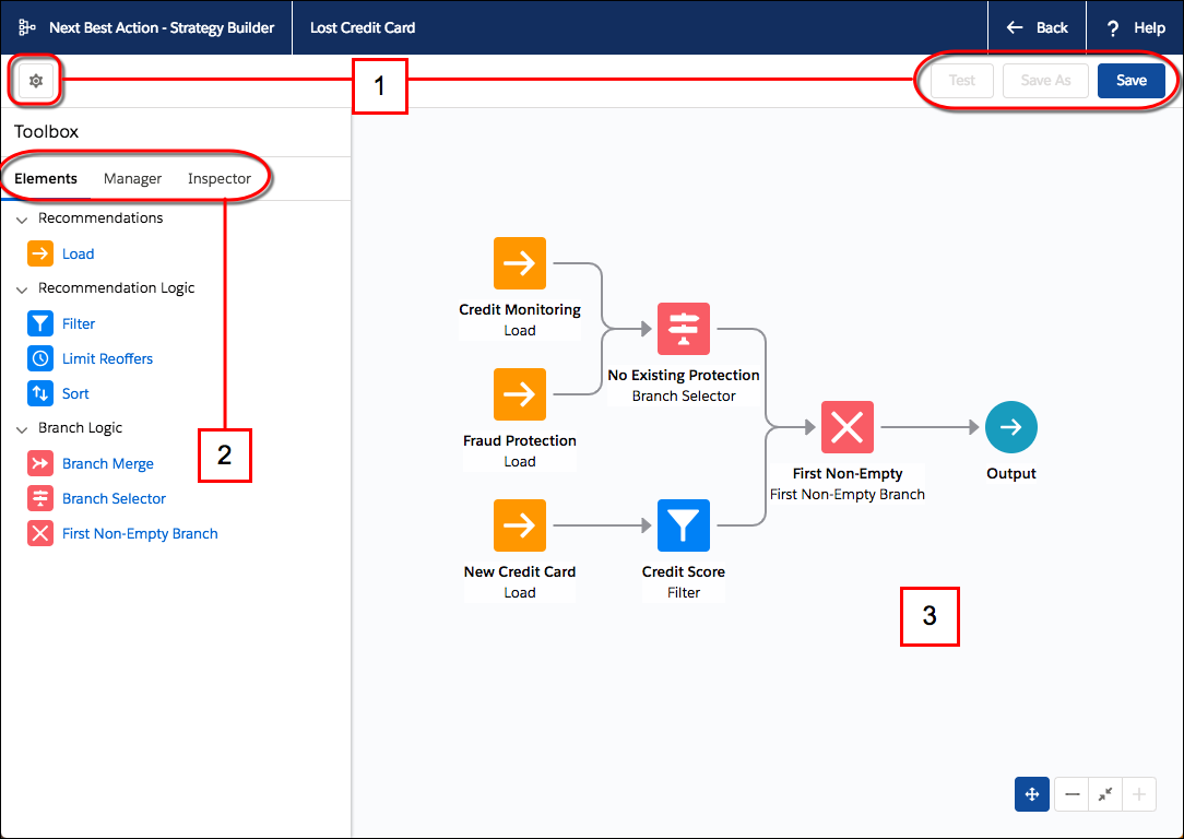 Tour of the strategy builder interface