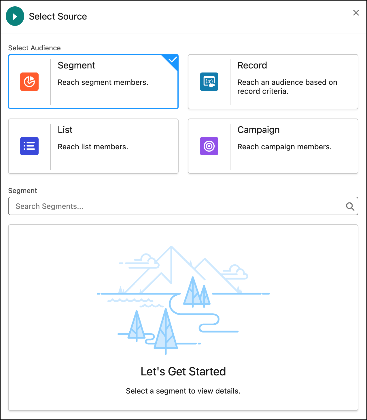 Audience flow setup panel
