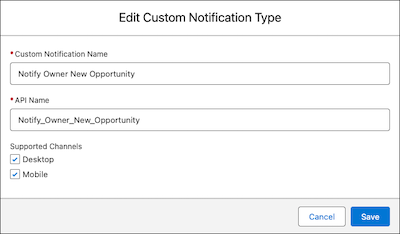 New custom notification type window