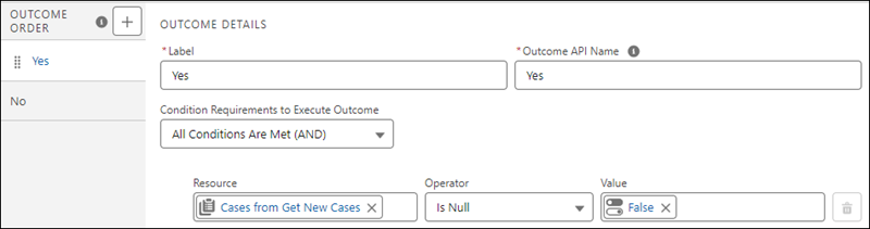 The Outcome Details in the Decision element