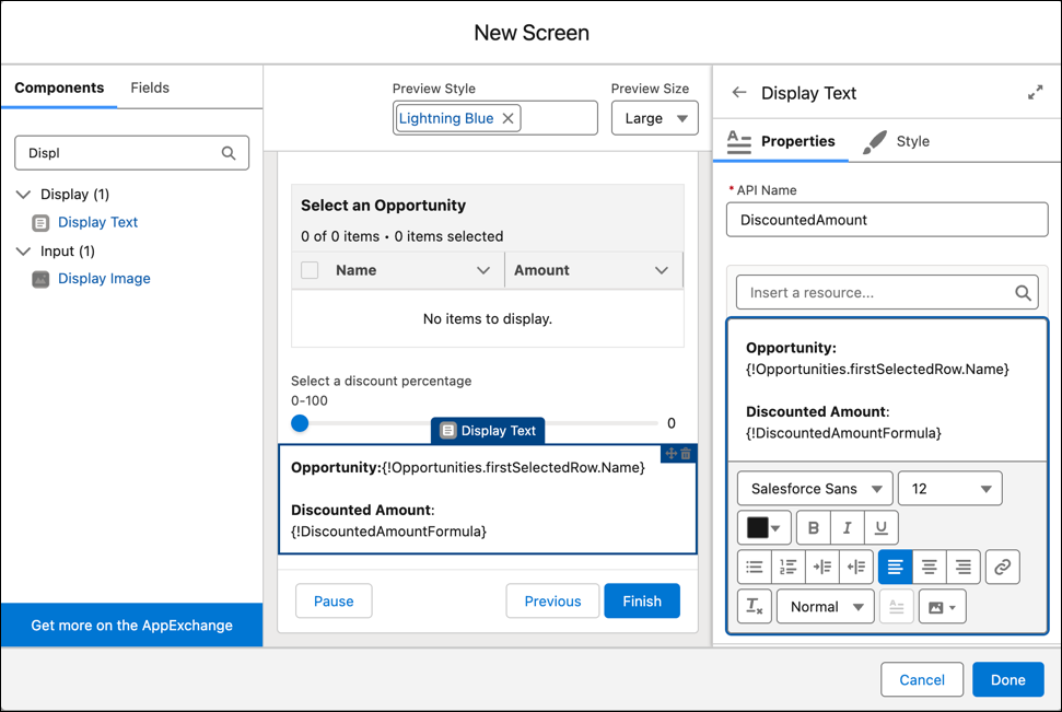 Display text configuration